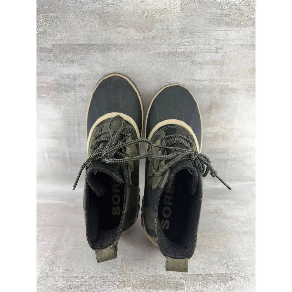 Sorel Out N About III Waterproof Duck Boots Olive Plaid NL3931-326 Women Sz 7